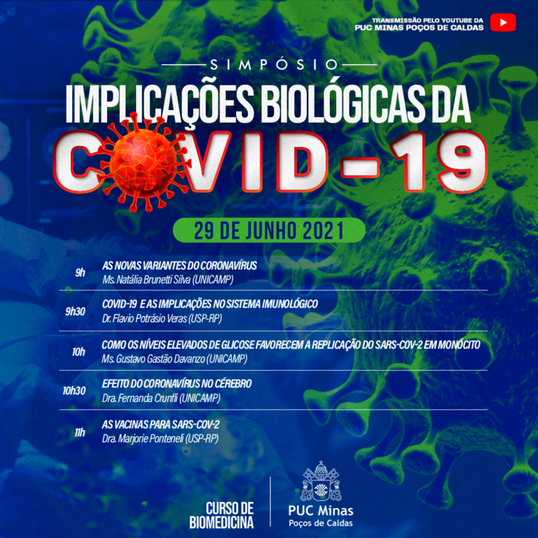 Simpósio da PUC Poços trata de implicações biológicas da Covid-19 nesta terça