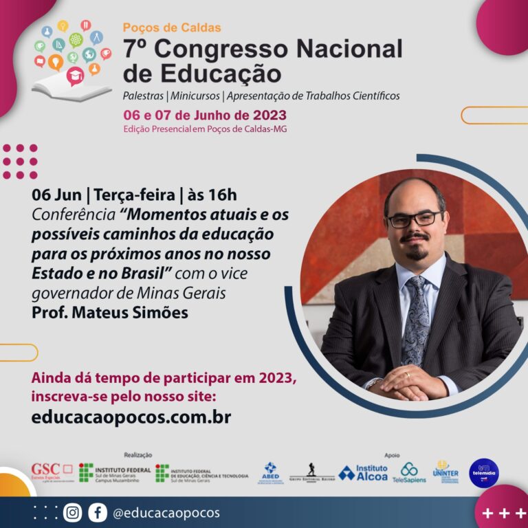 Professor Mateus Simões participa do 7º. Congresso Nacional de Educação de Poços de Caldas