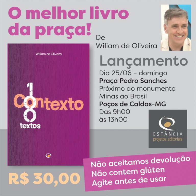 Jornalista Wiliam de Oliveira lança seu sexto livro neste domingo