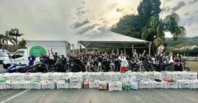 Encontro de motociclistas doa mais de 1600 quilos de alimentos