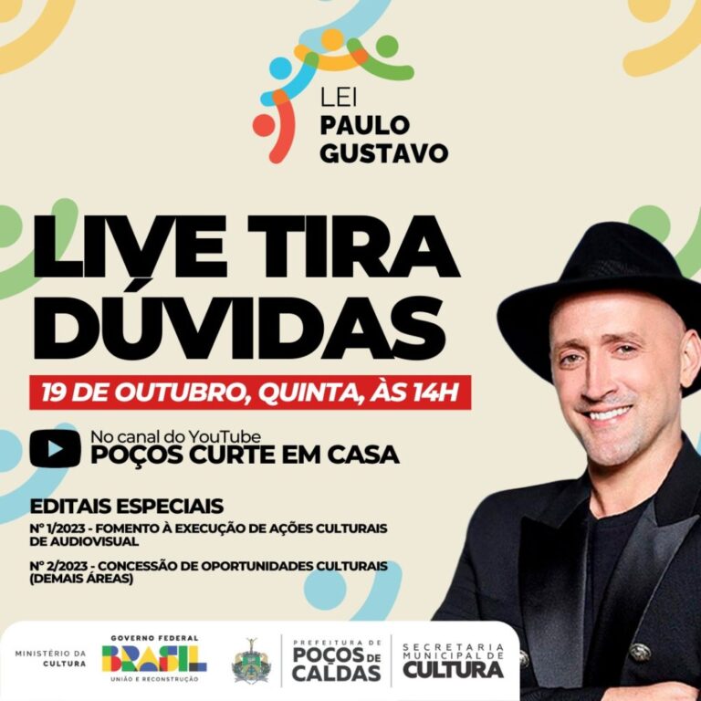 ‘Live’ tira dúvidas sobre editais da Lei Paulo Gustavo nesta quinta, 19