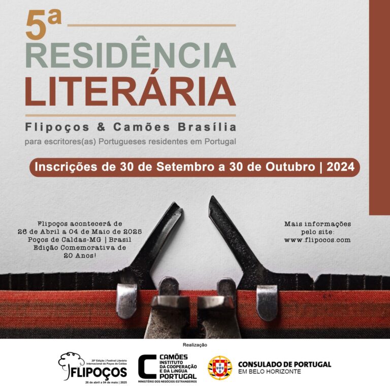 Flipoços, Camões Brasília e Consulado de Portugal em BH lançam Residência Literária 2025 com chamamento público em Portugal