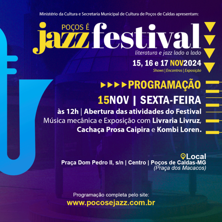 Festival em Poços reúne Jazz e literatura em mesas temáticas e shows nacionais e internacionais