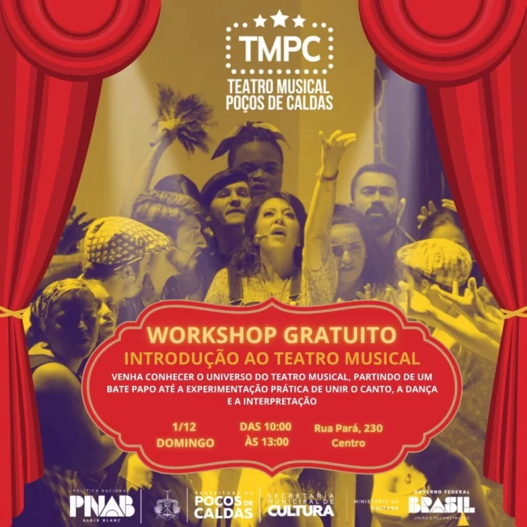 Teatro Musical Poços de Caldas oferece oficina de graça neste domingo