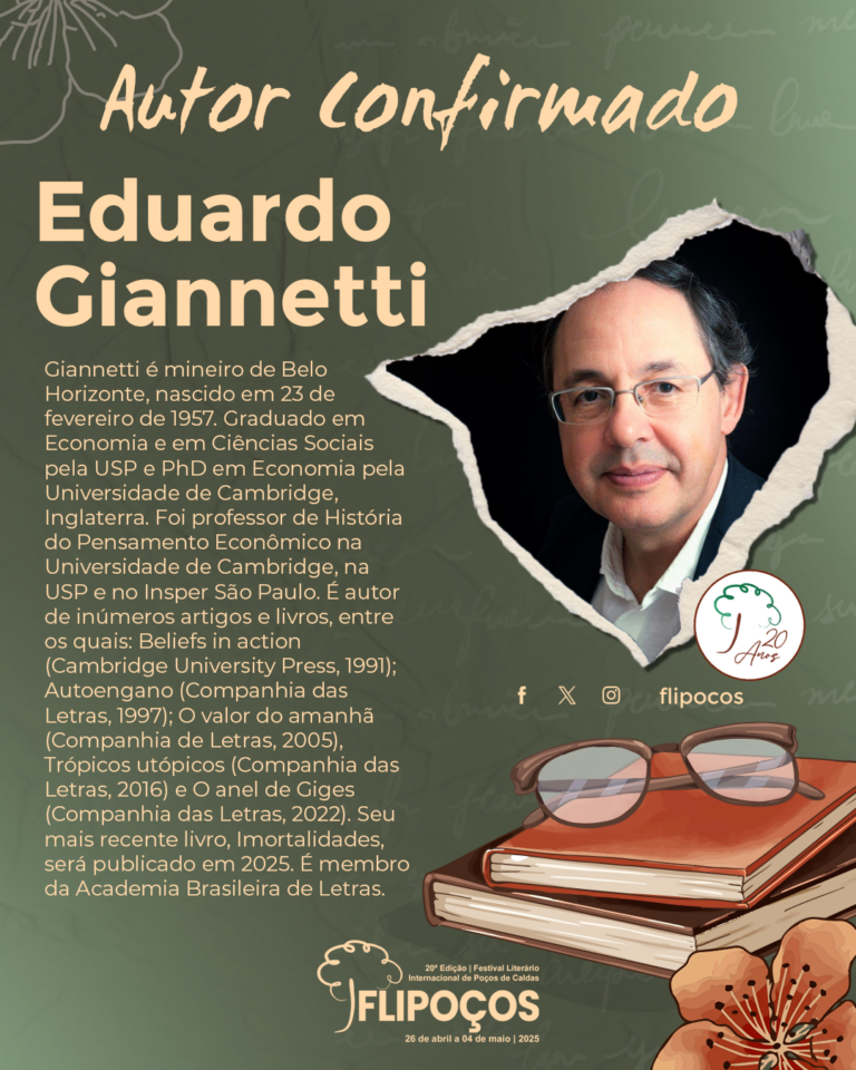 Flipoços 2025 terá mesas com Eduardo Giannetti e Celso Lafer