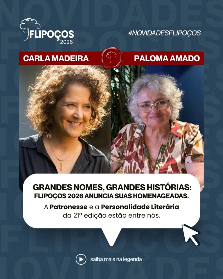 Flipoços 2026 celebra o protagonismo feminino na literatura com Carla Madeira e Paloma Amado